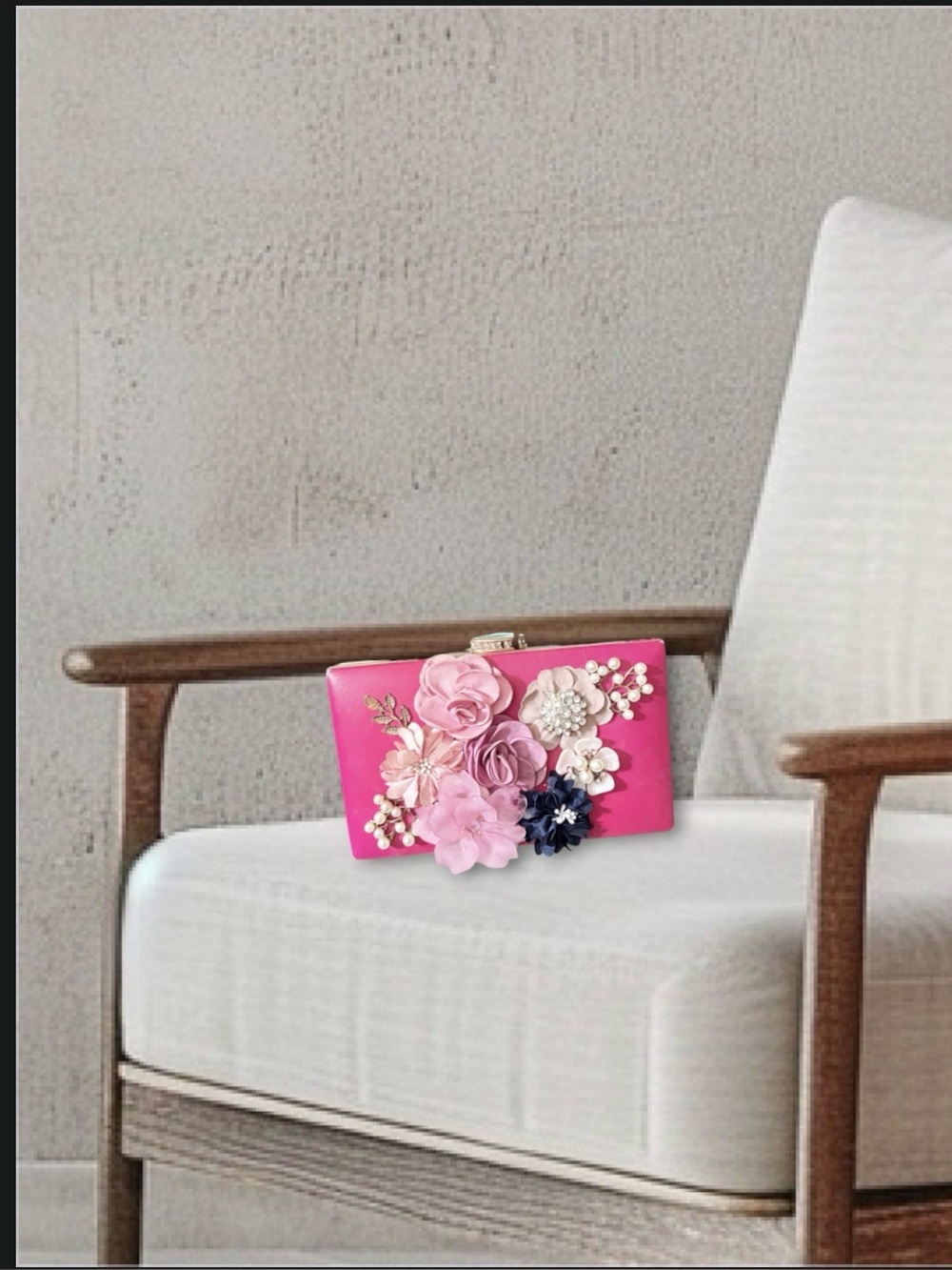 3D floral Crystal Clutch NWOT